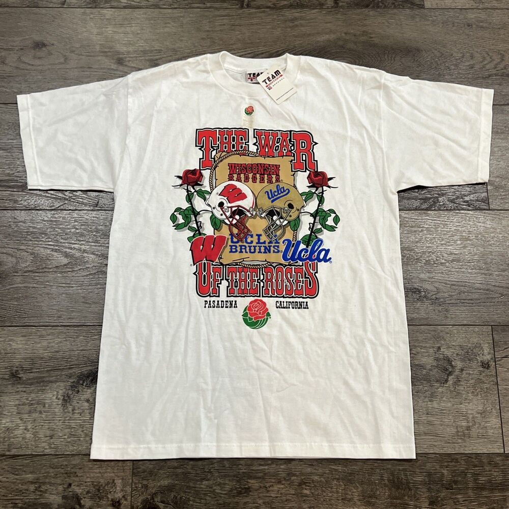 NWT Vintage 90s Wisconsin vs. UCLA 1999 Rose Bowl War of Roses TShirt Mens Large